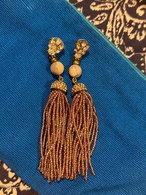 BaubleBar Crystal and Beaded Tassel Drop Earrings